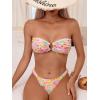 imageSHENHE Womens 2 Piece Bikini Set Summer Solid Ring Strapless Textured BathingsuitPink Multi
