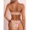 imageSHENHE Womens 2 Piece Bikini Set Summer Solid Ring Strapless Textured BathingsuitPink Multi