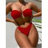 imageSHENHE Womens 2 Piece Bikini Set Summer Solid Ring Strapless Textured BathingsuitRed