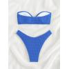 imageSHENHE Womens 2 Piece Bikini Set Summer Solid Ring Strapless Textured BathingsuitRing Blue