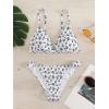 imageSHENHE Womens 2 Piece Floral High Cut Ring Linked Triangle Bikini Swimsuit Bathing SuitWhite and Black