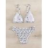imageSHENHE Womens 2 Piece Floral High Cut Ring Linked Triangle Bikini Swimsuit Bathing SuitWhite and Black
