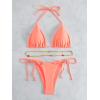 imageSHENHE Womens 2 Piece Sexy Bikini Sets Halter Tie Side Triangle SwimsuitsBeaded Coral Pink
