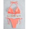imageSHENHE Womens 2 Piece Sexy Bikini Sets Halter Tie Side Triangle SwimsuitsBeaded Coral Pink