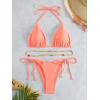 imageSHENHE Womens 2 Piece Sexy Bikini Sets Halter Tie Side Triangle SwimsuitsBeaded Coral Pink