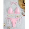 imageSHENHE Womens 2 Piece Sexy Bikini Sets Halter Tie Side Triangle SwimsuitsBeaded Light Pink