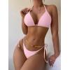 imageSHENHE Womens 2 Piece Sexy Bikini Sets Halter Tie Side Triangle SwimsuitsBeaded Light Pink