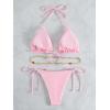 imageSHENHE Womens 2 Piece Sexy Bikini Sets Halter Tie Side Triangle SwimsuitsBeaded Light Pink
