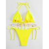 imageSHENHE Womens 2 Piece Sexy Bikini Sets Halter Tie Side Triangle SwimsuitsBeaded Yellow