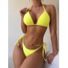 imageSHENHE Womens 2 Piece Sexy Bikini Sets Halter Tie Side Triangle SwimsuitsBeaded Yellow
