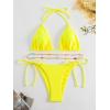 imageSHENHE Womens 2 Piece Sexy Bikini Sets Halter Tie Side Triangle SwimsuitsBeaded Yellow