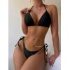 imageSHENHE Womens 2 Piece Sexy Bikini Sets Halter Tie Side Triangle SwimsuitsBlack Solid