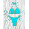 imageSHENHE Womens 2 Piece Sexy Bikini Sets Halter Tie Side Triangle SwimsuitsBlue Solid