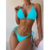 imageSHENHE Womens 2 Piece Sexy Bikini Sets Halter Tie Side Triangle SwimsuitsBlue Solid
