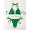 imageSHENHE Womens 2 Piece Sexy Bikini Sets Halter Tie Side Triangle SwimsuitsGreen