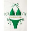 imageSHENHE Womens 2 Piece Sexy Bikini Sets Halter Tie Side Triangle SwimsuitsGreen