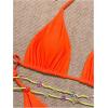 imageSHENHE Womens 2 Piece Sexy Bikini Sets Halter Tie Side Triangle SwimsuitsOrange