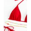 imageSHENHE Womens 2 Piece Sexy Bikini Sets Halter Tie Side Triangle SwimsuitsRed Solid
