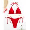 imageSHENHE Womens 2 Piece Sexy Bikini Sets Halter Tie Side Triangle SwimsuitsRed Solid