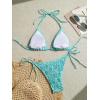 imageSHENHE Womens 2 Piece Smocked Triangle Bikini Sets Halter Drawstring Side Cute SwimsuitsFloral Mint Blue
