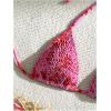 imageSHENHE Womens 2 Piece Smocked Triangle Bikini Sets Halter Drawstring Side Cute SwimsuitsFloral Pink