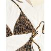 imageSHENHE Womens 2 Piece Smocked Triangle Bikini Sets Halter Drawstring Side Cute SwimsuitsMulticolor Brown