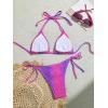 imageSHENHE Womens 2 Piece Smocked Triangle Bikini Sets Halter Drawstring Side Cute SwimsuitsOmbre Purple Pink