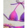imageSHENHE Womens 2 Piece Smocked Triangle Bikini Sets Halter Drawstring Side Cute SwimsuitsOmbre Purple Pink