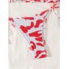imageSHENHE Womens 2 Piece Smocked Triangle Bikini Sets Halter Drawstring Side Cute SwimsuitsRed and White