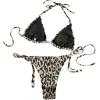 imageSHENHE Womens 2 Piece Smocked Triangle Bikini Sets Halter Drawstring Side Cute SwimsuitsSmocked Black Khaki