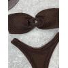 imageSHENHE Womens 2 Piece Strapless O Ring High Cut Bandeau Swimsuit Bathing Suit Bikini SetsChocolate Brown