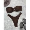 imageSHENHE Womens 2 Piece Strapless O Ring High Cut Bandeau Swimsuit Bathing Suit Bikini SetsChocolate Brown