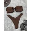 imageSHENHE Womens 2 Piece Strapless O Ring High Cut Bandeau Swimsuit Bathing Suit Bikini SetsChocolate Brown