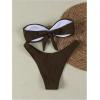 imageSHENHE Womens 2 Piece Strapless Swimsuits High Cut Metal Ring Tube Top Bandeau Bikini SetBrown