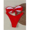 imageSHENHE Womens 2 Piece Strapless Swimsuits High Cut Metal Ring Tube Top Bandeau Bikini SetRed