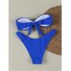 imageSHENHE Womens 2 Piece Strapless Swimsuits High Cut Metal Ring Tube Top Bandeau Bikini SetRoyal Blue