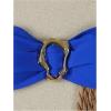 imageSHENHE Womens 2 Piece Strapless Swimsuits High Cut Metal Ring Tube Top Bandeau Bikini SetRoyal Blue