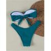 imageSHENHE Womens 2 Piece Strapless Swimsuits High Cut Metal Ring Tube Top Bandeau Bikini SetTeal Blue