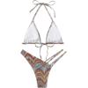 imageSHENHE Womens 2 Piece Striped Triangle Bikini Sets High Cut Halter Swimsuit Bathing SuitMulticolor