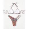 imageSHENHE Womens 2 Piece Striped Triangle Bikini Sets High Cut Halter Swimsuit Bathing SuitRed Blue