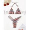 imageSHENHE Womens 2 Piece Striped Triangle Bikini Sets High Cut Halter Swimsuit Bathing SuitRed Blue