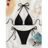 imageSHENHE Womens 2 Piece Swimsuit Solid Color Halter Triangle Tie Side Bikini SetSolid Black