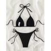 imageSHENHE Womens 2 Piece Swimsuit Solid Color Halter Triangle Tie Side Bikini SetSolid Black