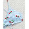 imageSHENHE Womens Floral Bikini Set 2 Piece Criss Cross Tie Back Low Rise Boho SwimsuitsBlue Cherry Gingham