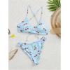 imageSHENHE Womens Floral Bikini Set 2 Piece Criss Cross Tie Back Low Rise Boho SwimsuitsBlue Cherry Gingham