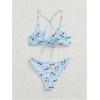 imageSHENHE Womens Floral Bikini Set 2 Piece Criss Cross Tie Back Low Rise Boho SwimsuitsBlue Cherry Gingham