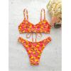 imageSHENHE Womens Floral Bikini Set 2 Piece Criss Cross Tie Back Low Rise Boho SwimsuitsOrange Flower