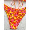 imageSHENHE Womens Floral Bikini Set 2 Piece Criss Cross Tie Back Low Rise Boho SwimsuitsOrange Flower