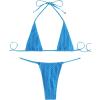 imageSHENHE Womens Halter Micro Triangle Thong Bikini Tie Side 2 Piece Swimsuit Bathing SuitsBlue