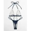 imageSHENHE Womens Halter Micro Triangle Thong Bikini Tie Side 2 Piece Swimsuit Bathing SuitsDark Blue B